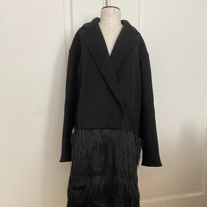 Stella McCartney Black Wool with Faux Fur Coat